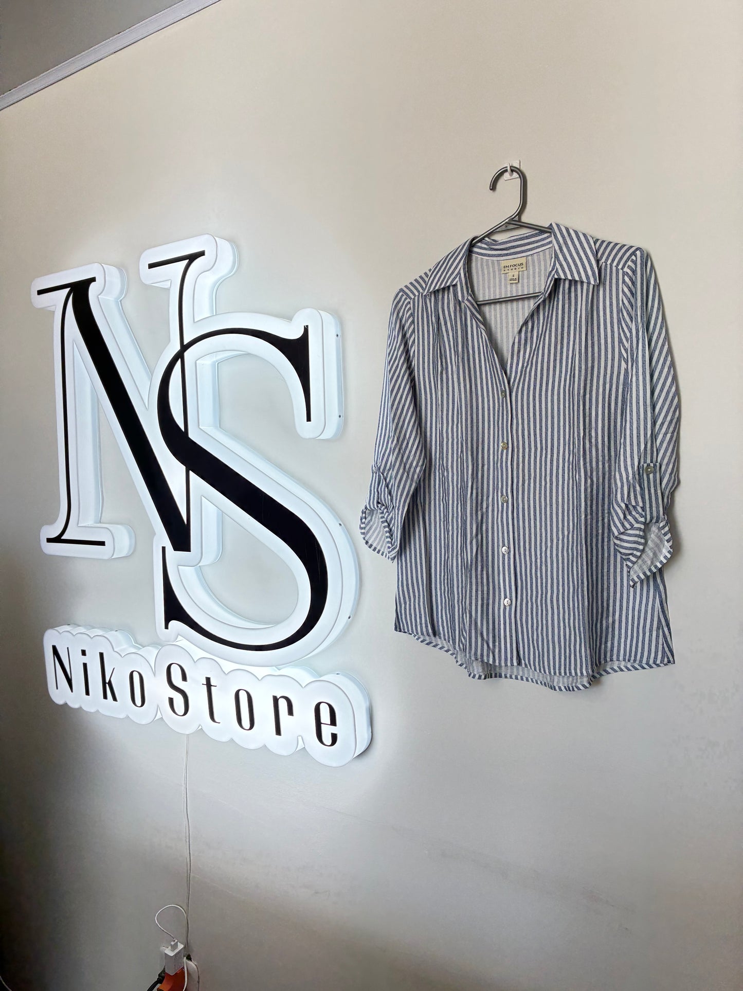 Blusa Azul a rayas En Focus