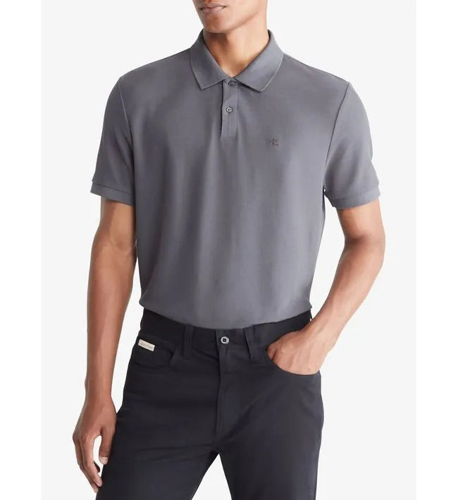Camiseta Calvin Klein Polo Clásico de Pique Refinado Gris Talla M