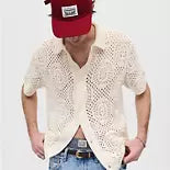 Camisa Levi´s de manga corta de crochet para hombre, estilo jersey.