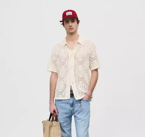 Camisa Levi´s de manga corta de crochet para hombre, estilo jersey.