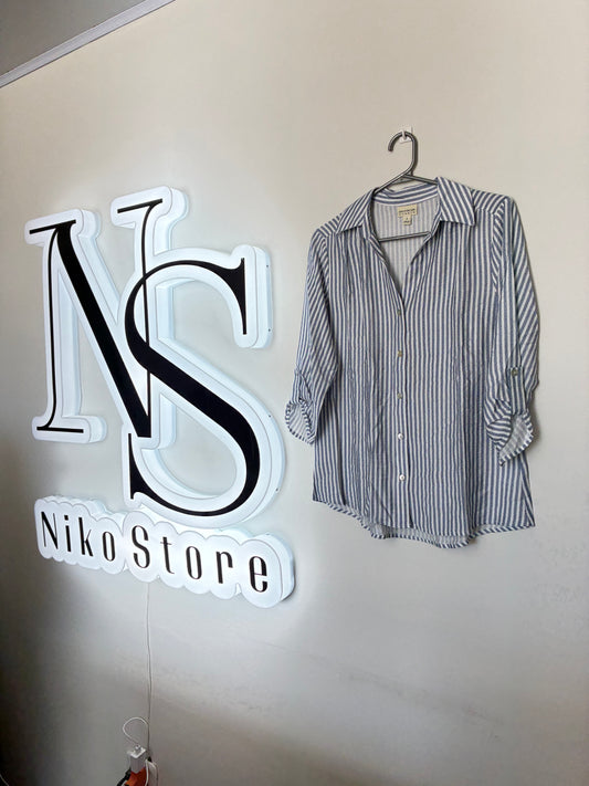 Blusa Azul a rayas En Focus